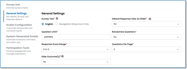 Survey General Settings