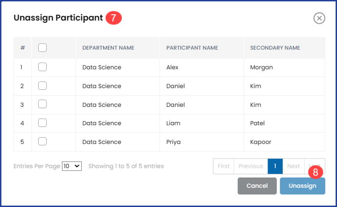 Removing Participants - Steps 7-8