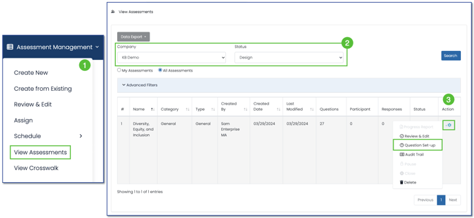 Access Question Setup